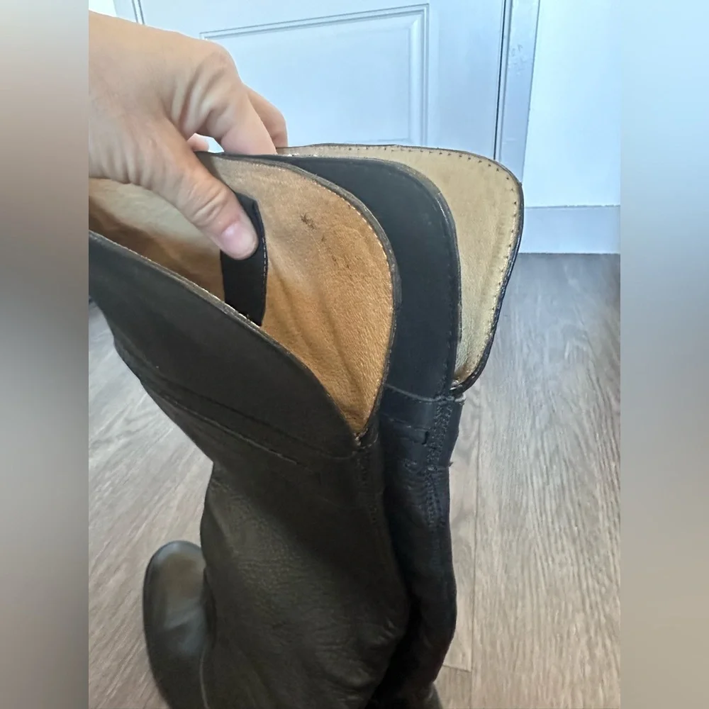 Frye Melissa Trapunto Black Leather Tall Riding/Equestrian Boot 8.5 size